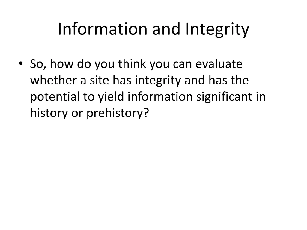 information and integrity