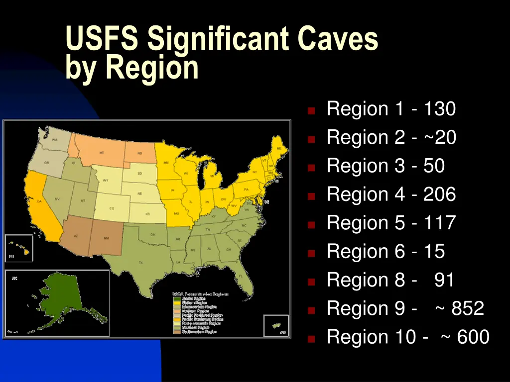 usfs significant caves by region