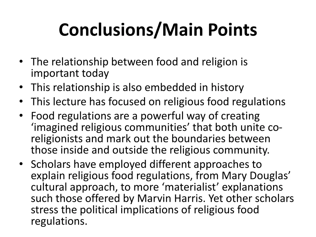 conclusions main points