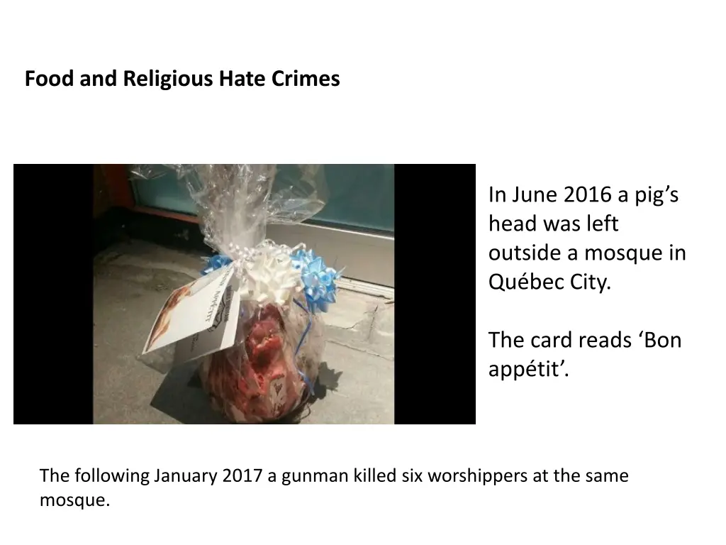 food and religious hate crimes