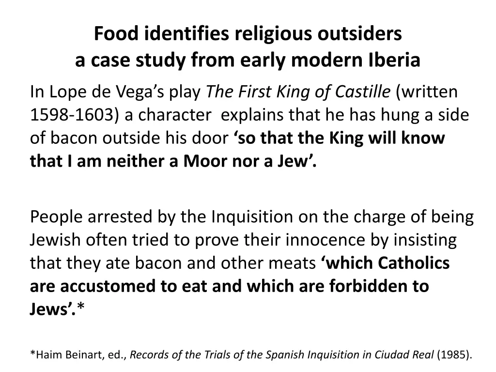 food identifies religious outsiders a case study