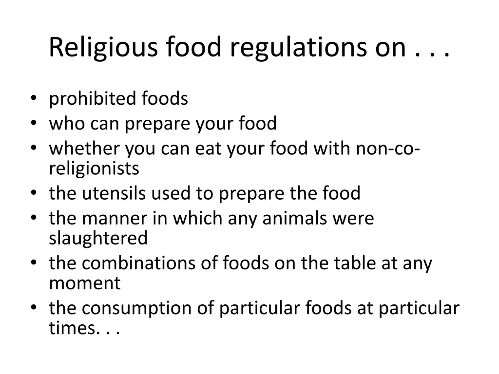 religious food regulations on