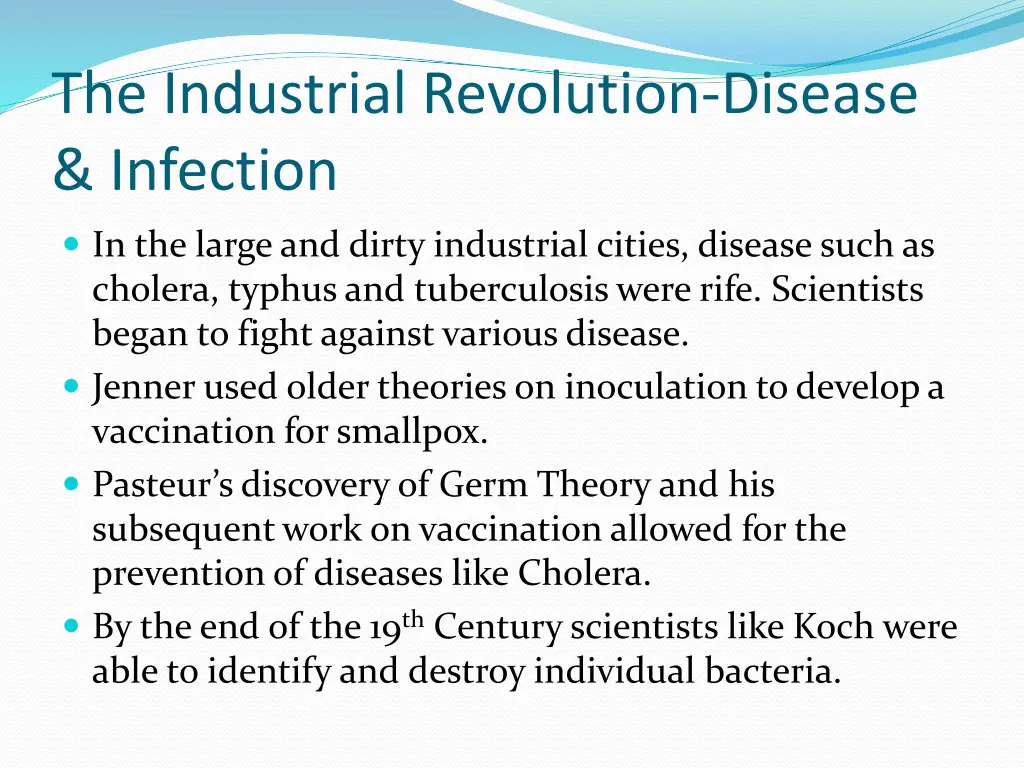 the industrial revolution disease infection