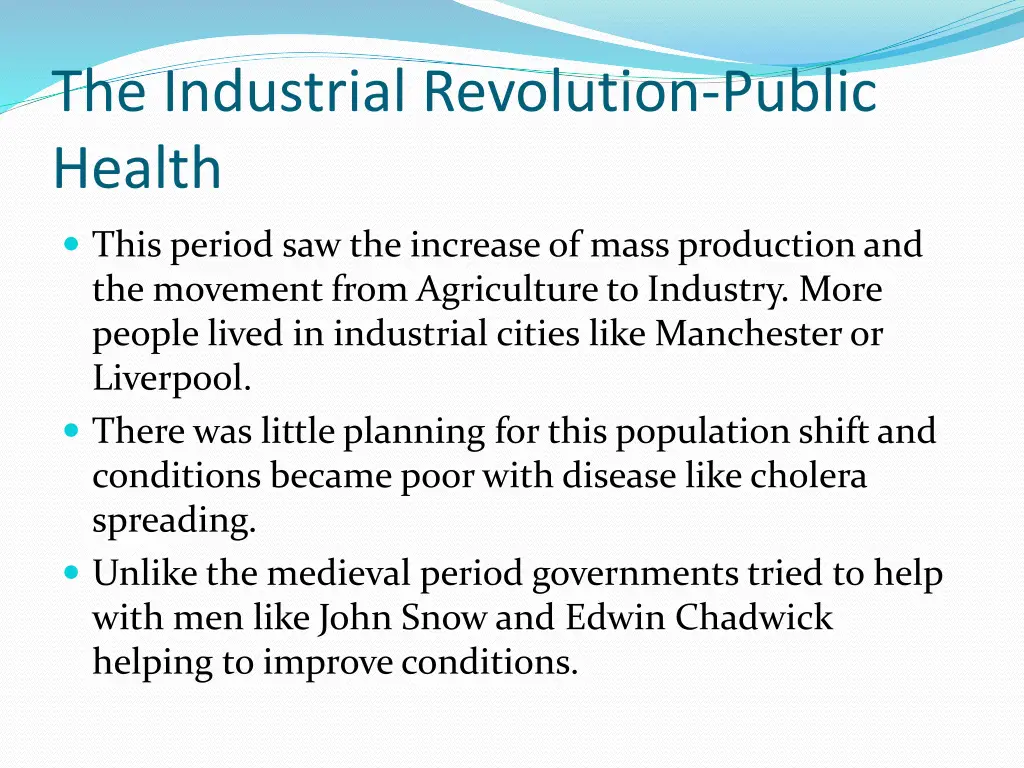 the industrial revolution public health