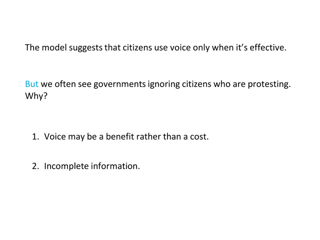 the model suggests that citizens use voice only 2