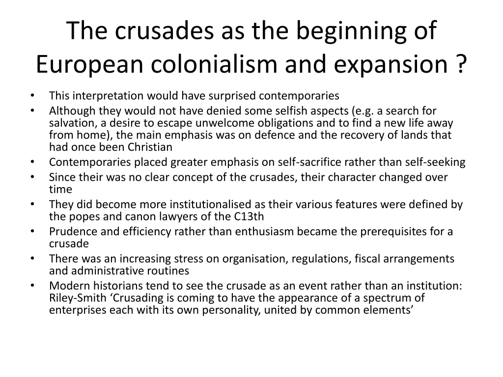 the crusades as the beginning of european