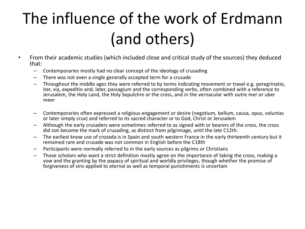 the influence of the work of erdmann and others