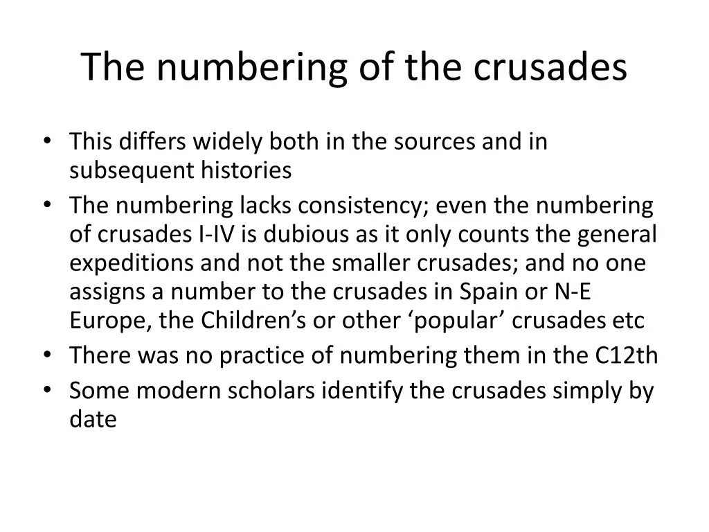 the numbering of the crusades