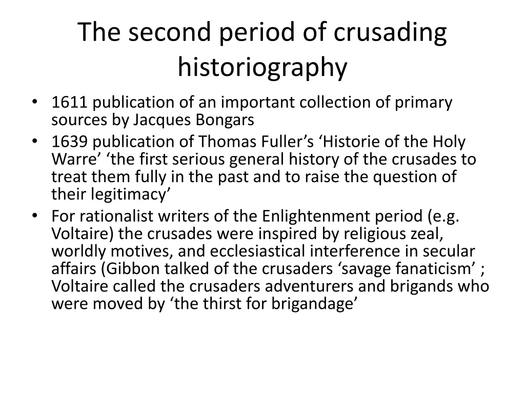 the second period of crusading historiography