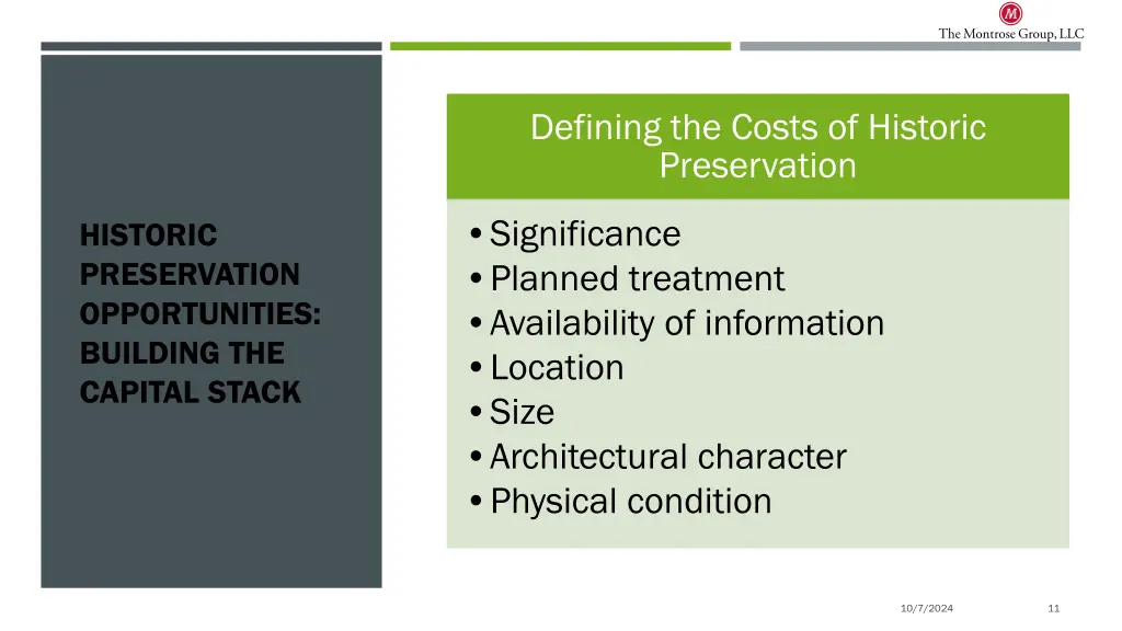 defining the costs of historic preservation