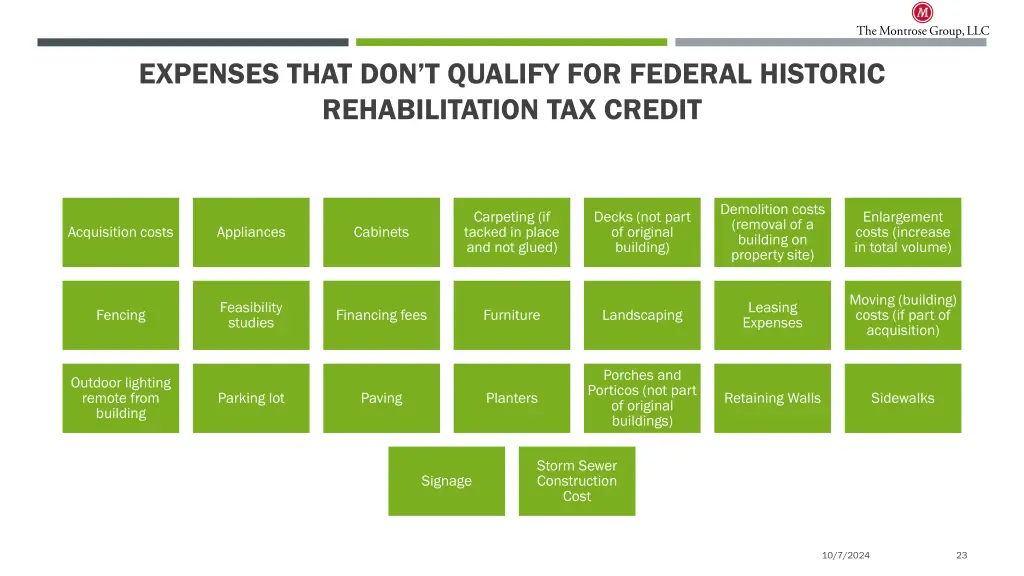 expenses that don t qualify for federal historic