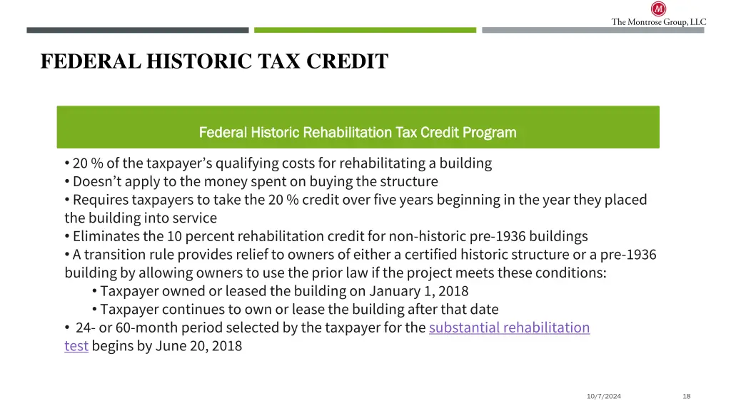 federal historic tax credit