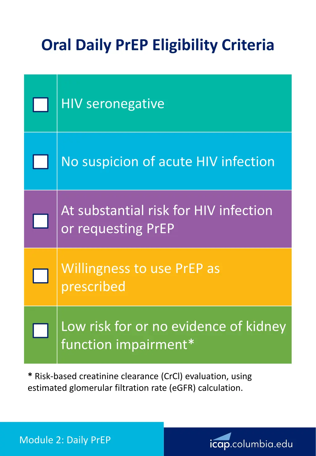 oral daily prep eligibility criteria