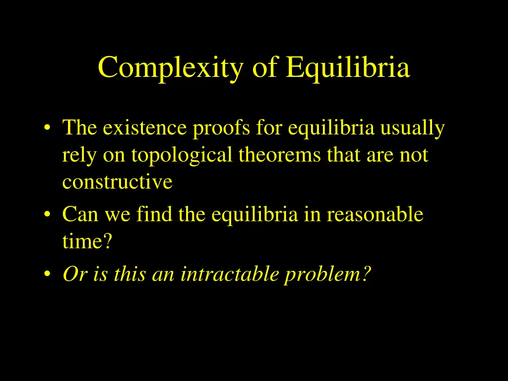 complexity of equilibria