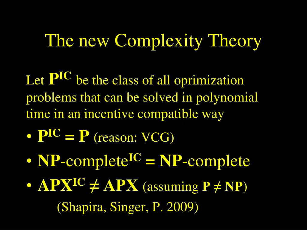 the new complexity theory