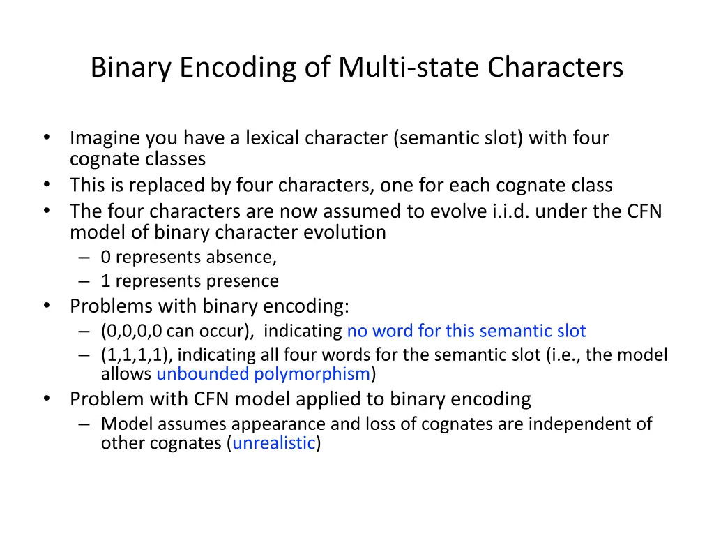 binary encoding of multi state characters