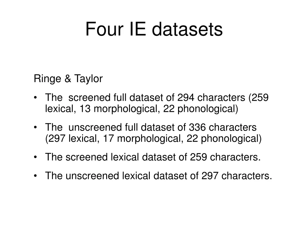 four ie datasets