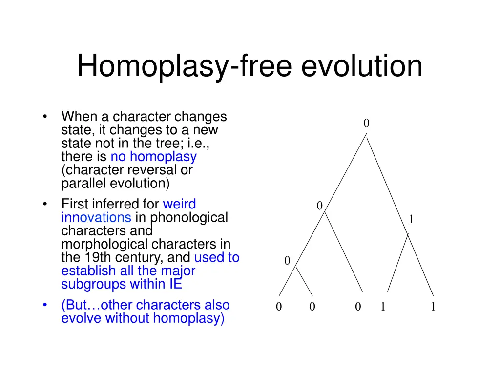 homoplasy free evolution