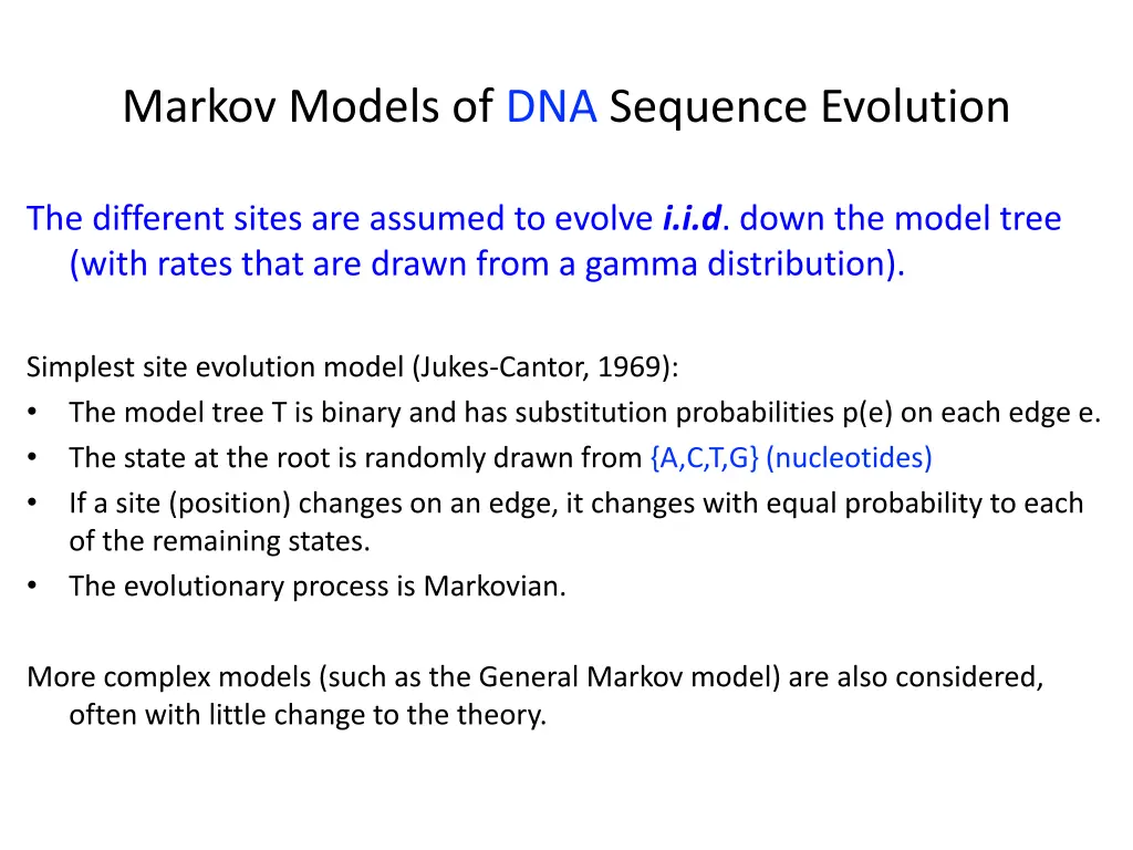 markov models of dna sequence evolution 1