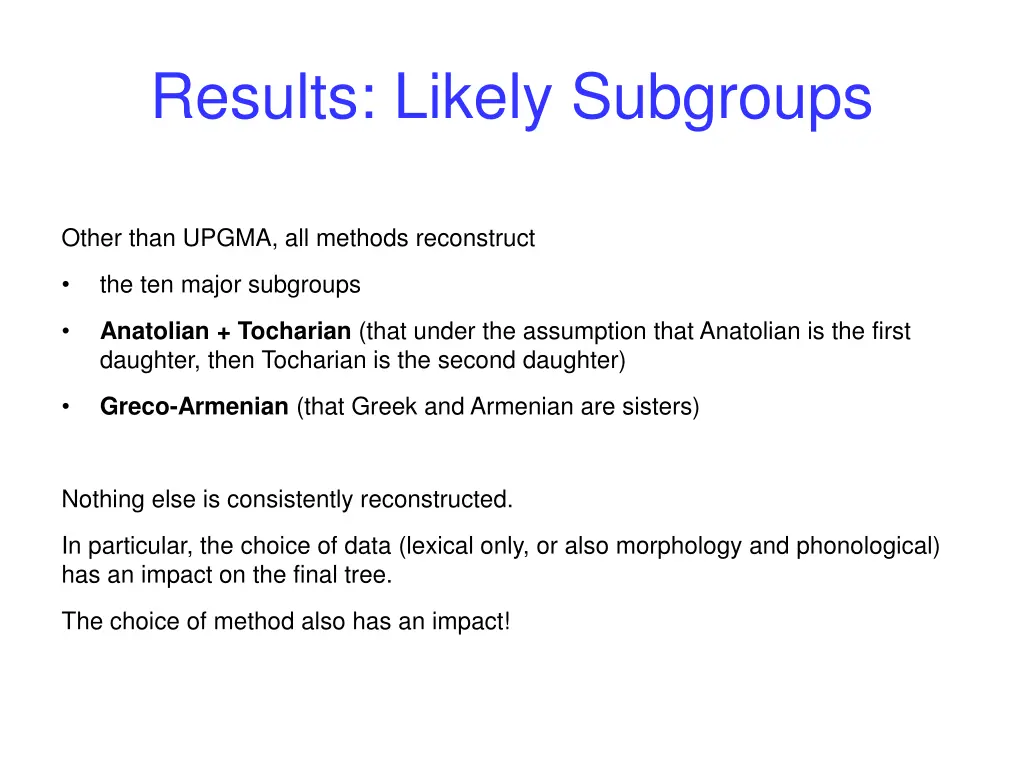 results likely subgroups