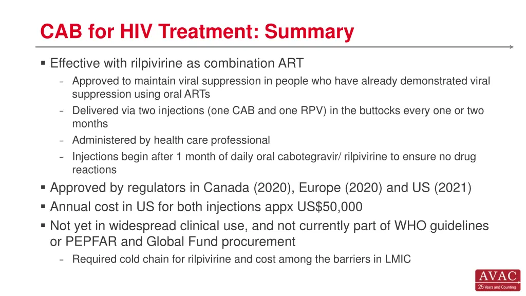 cab for hiv treatment summary