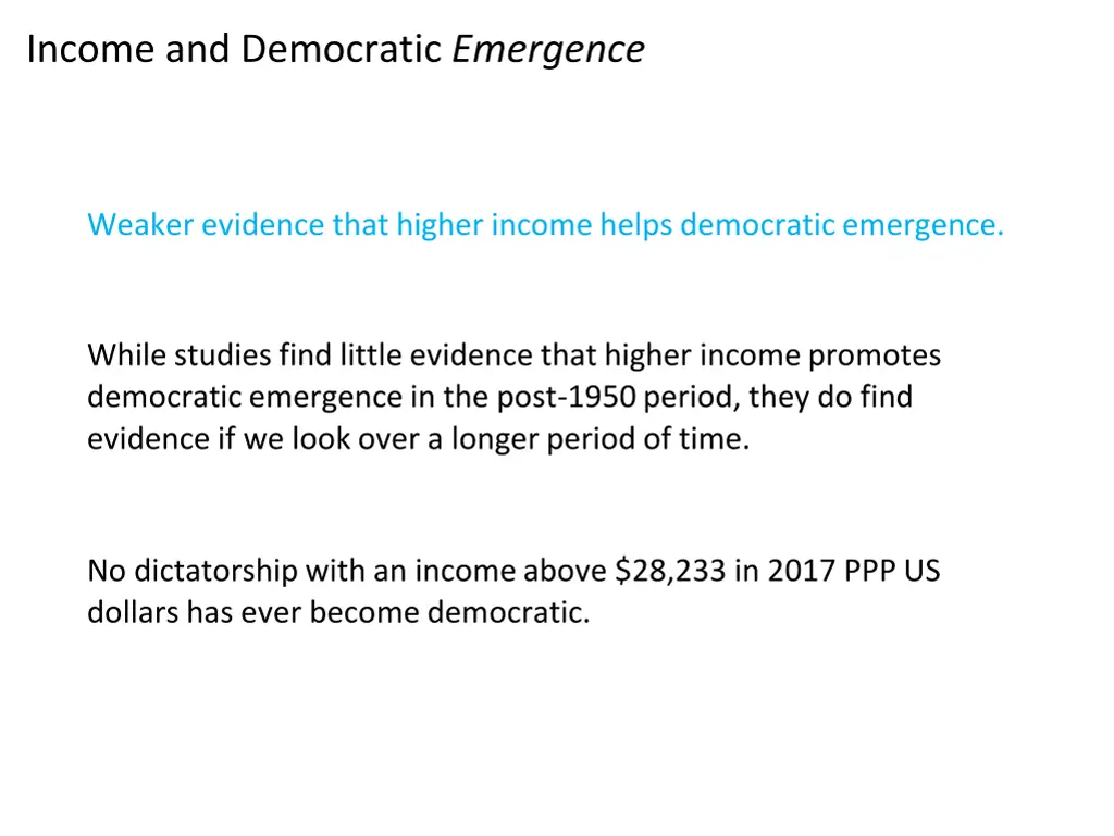 income and democratic emergence