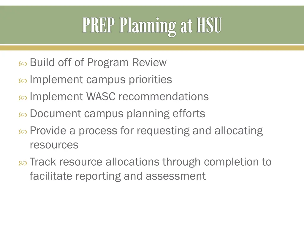 prep planning at hsu