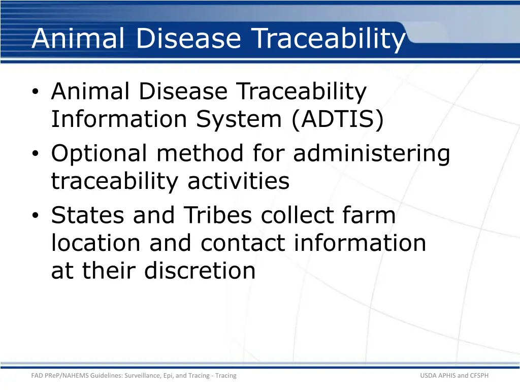 animal disease traceability