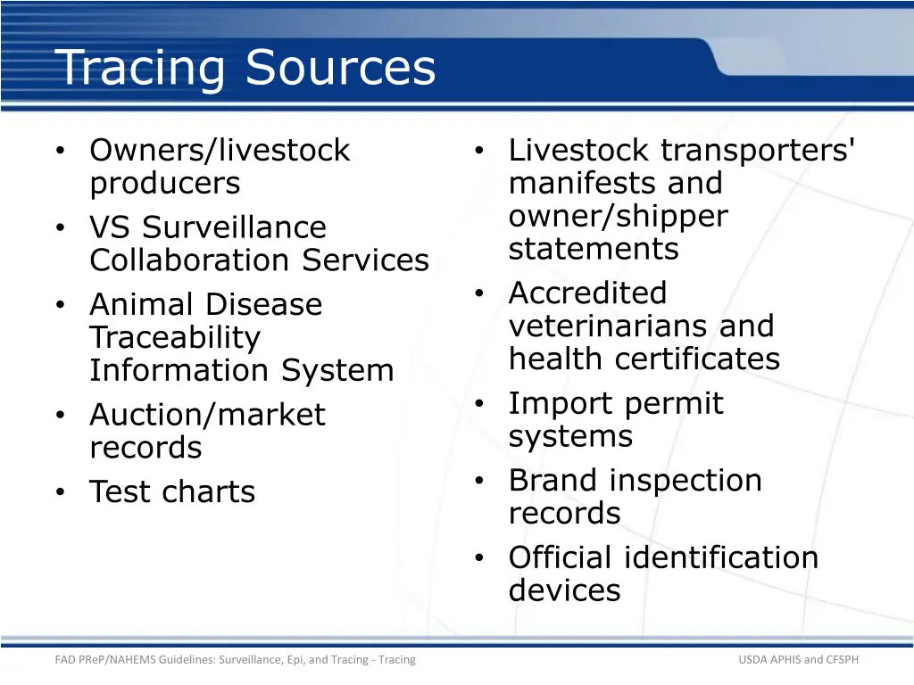 tracing sources