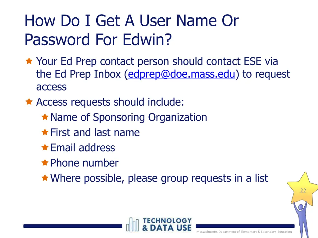 how do i get a user name or password for edwin