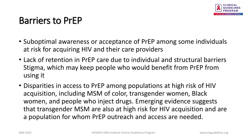 barriers to barriers to prep