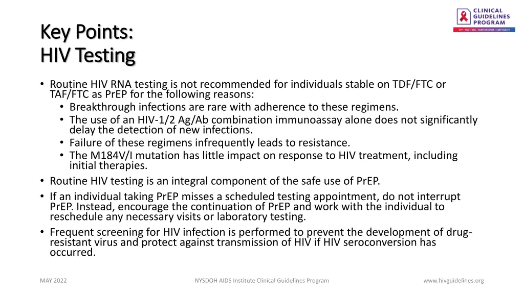 key points key points hiv testing hiv testing