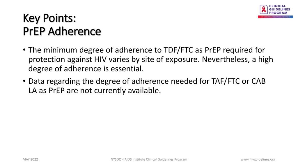 key points key points prep prep adherence