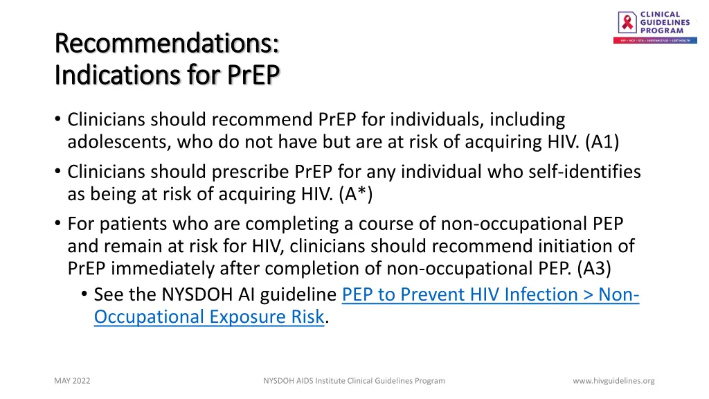 recommendations recommendations indications