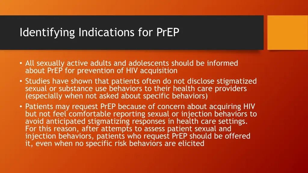 identifying indications for prep