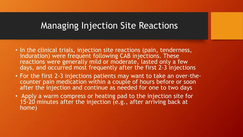 managing injection site reactions