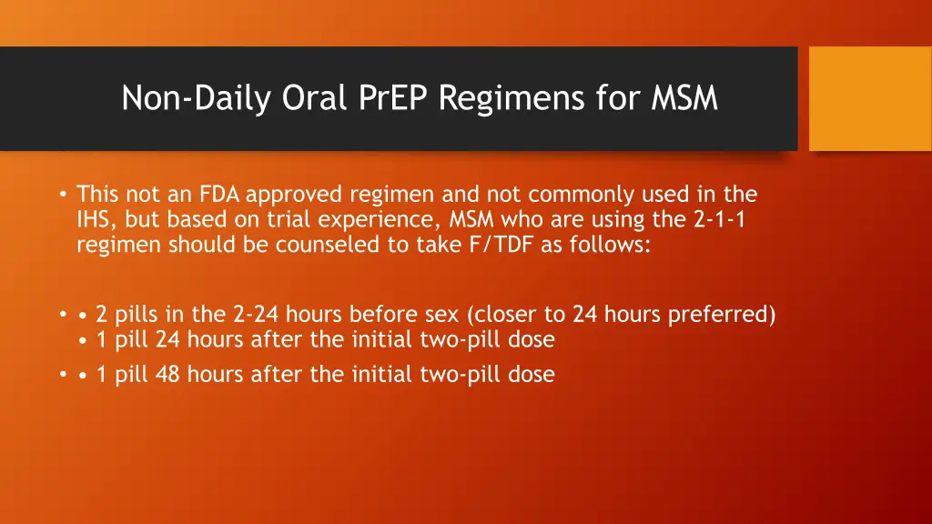 non daily oral prep regimens for msm 1