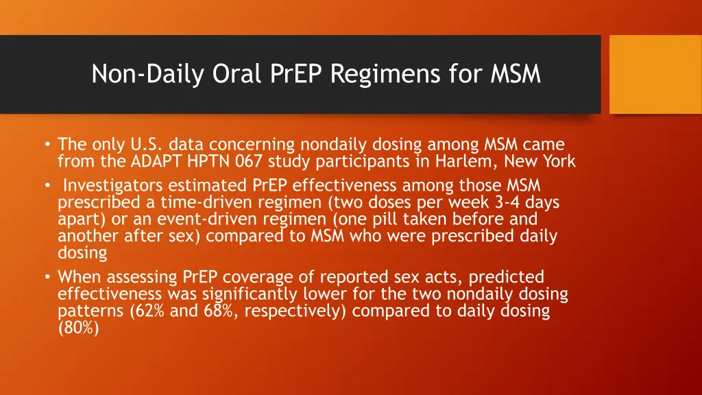 non daily oral prep regimens for msm 3