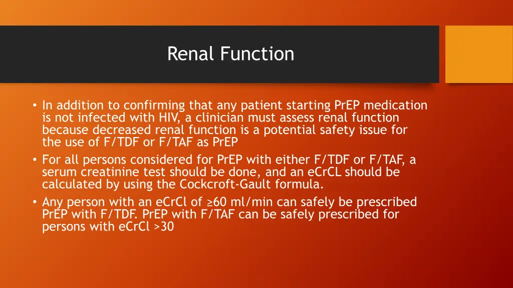 renal function