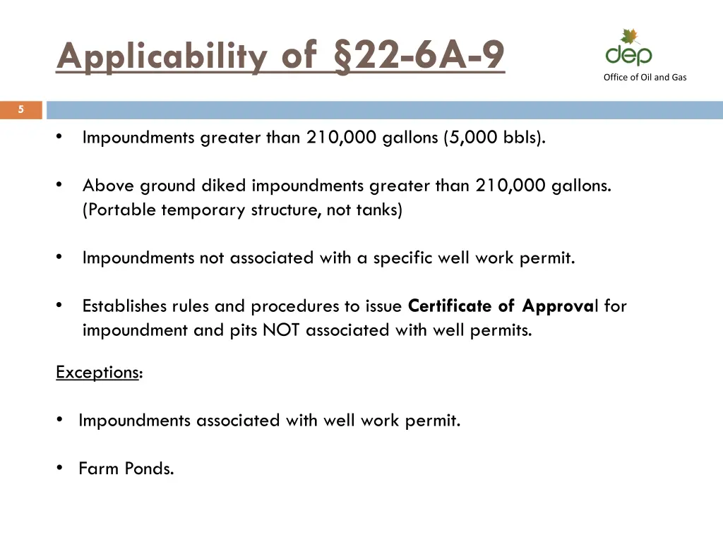 applicability of 22 6a 9