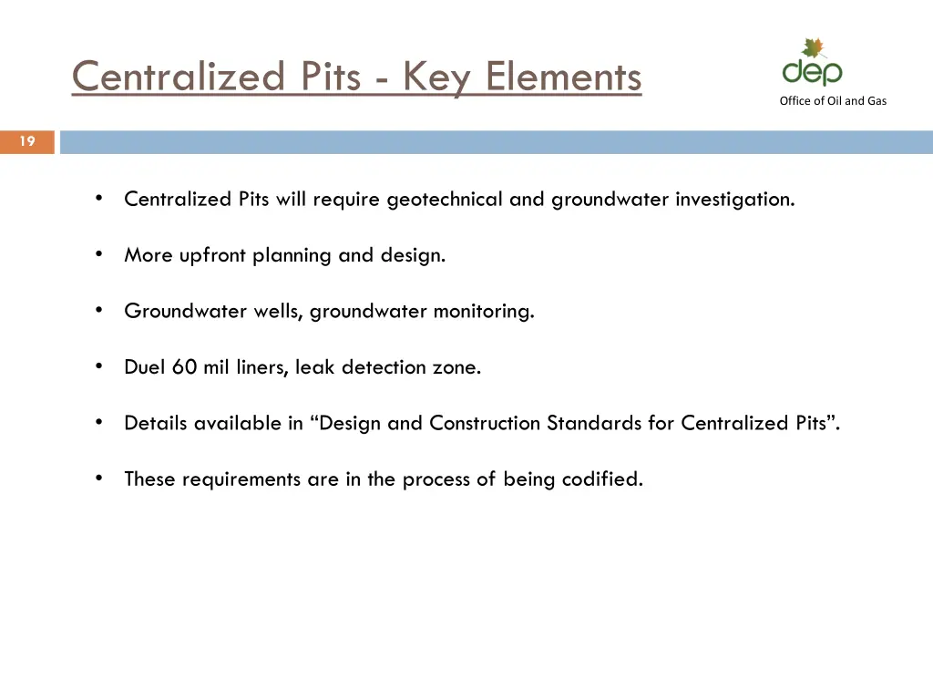 centralized pits key elements