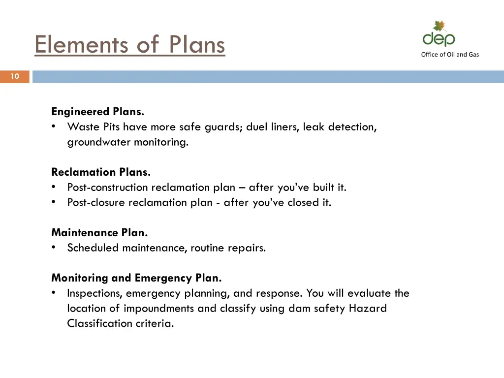 elements of plans