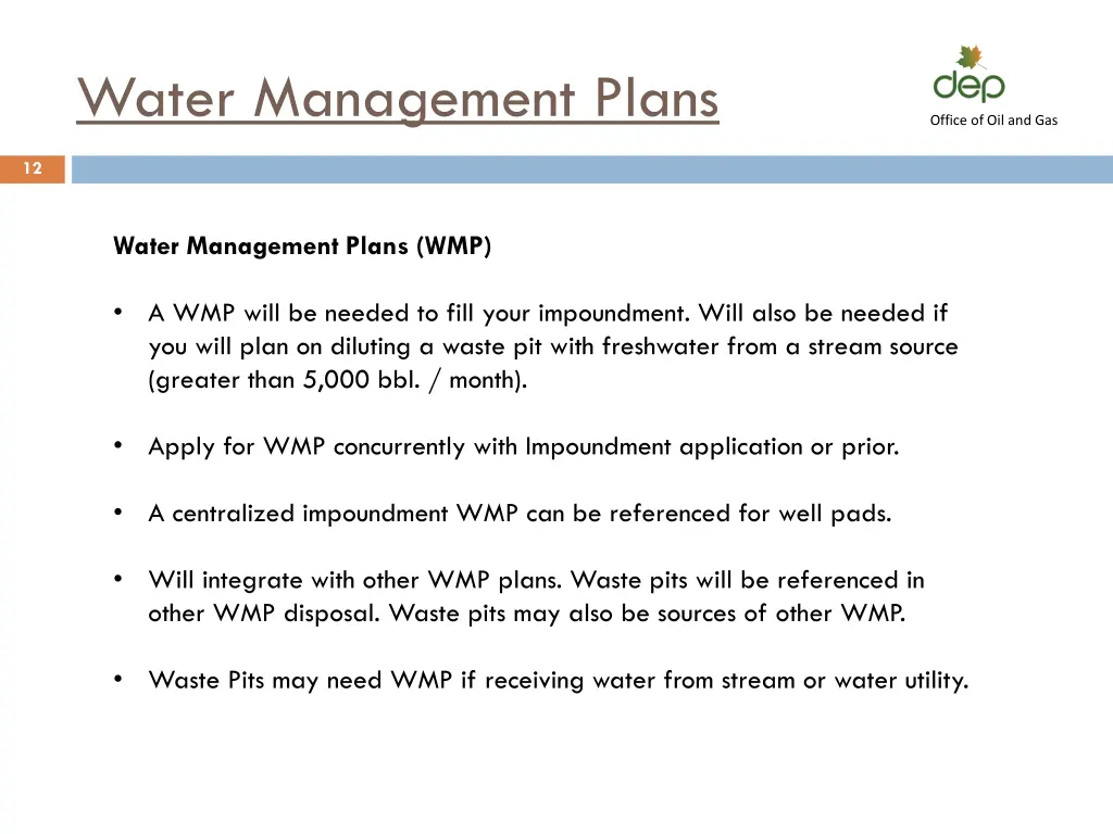 water management plans