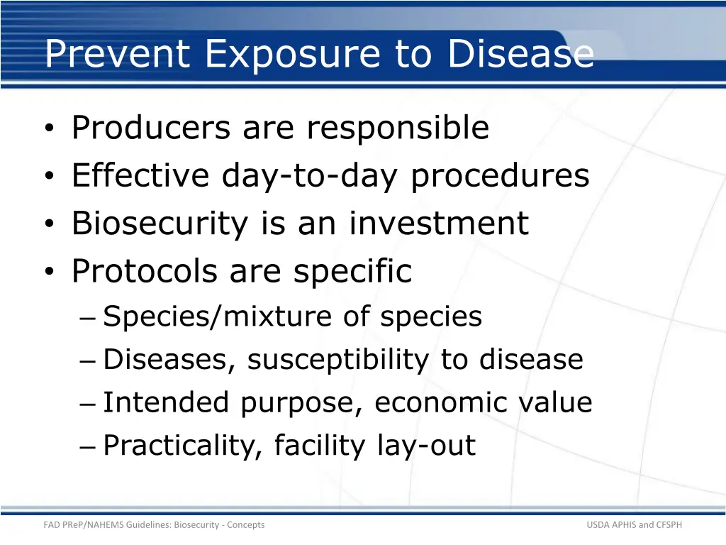 prevent exposure to disease