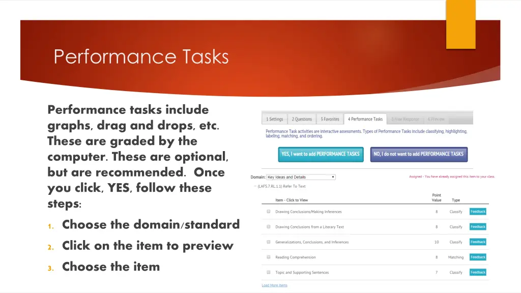 performance tasks