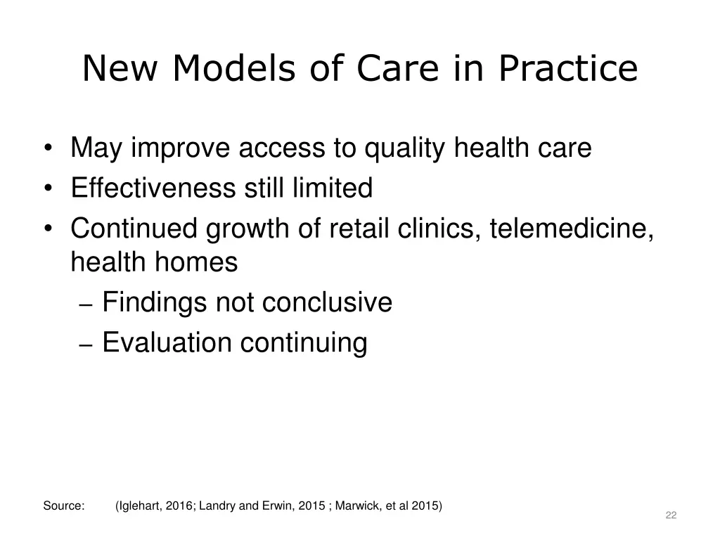 new models of care in practice