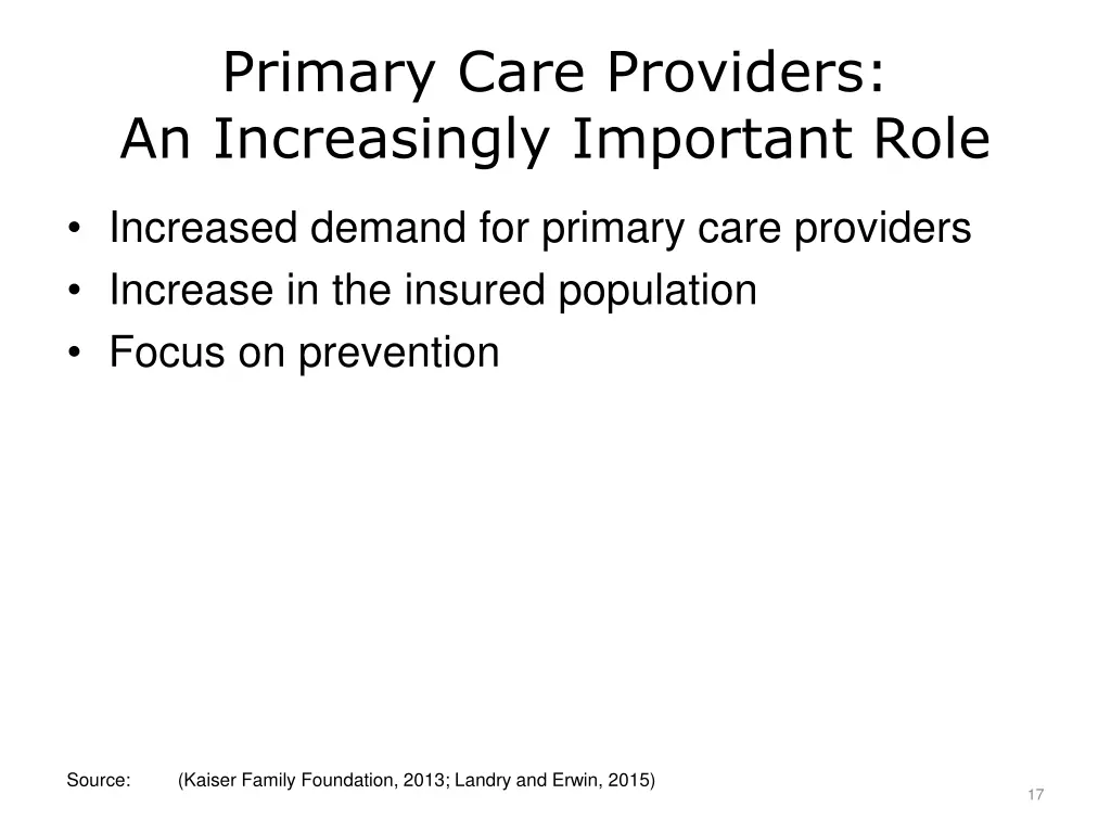 primary care providers an increasingly important