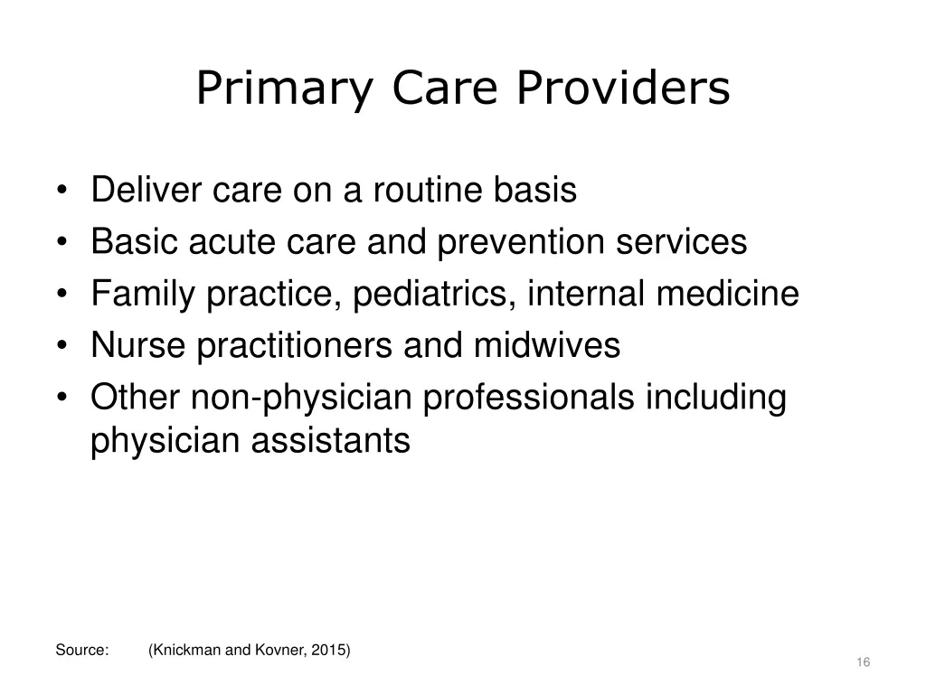 primary care providers