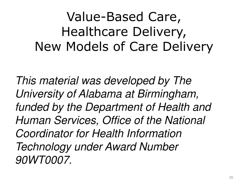 value based care healthcare delivery new models