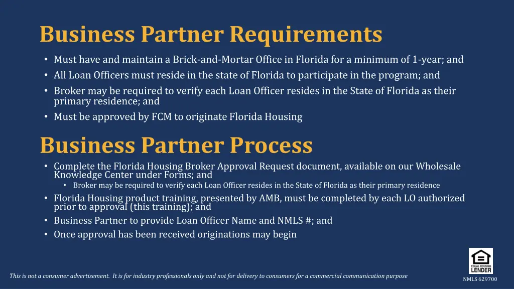 business partner requirements